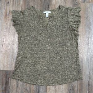 White House Black Market Ruffled Cap Sleeve T-Shirt